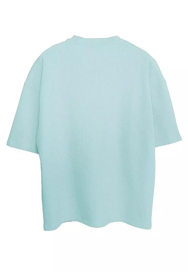 Mint Men's Basic Oversize/Wide Cut Crew Neck Short Sleeves Textured T-shirt
