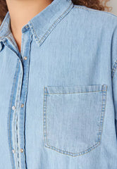 Plus Size Light Blue Denim Shirt