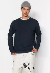 Limited Edition Anthracite Men's Basic Relaxed Fit Sweatshirt with an Old/Faded Effect 100% Cotton