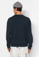 Limited Edition Anthracite Men's Basic Relaxed Fit Sweatshirt with an Old/Faded Effect 100% Cotton