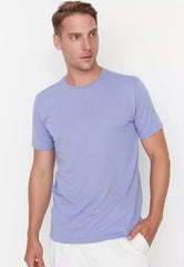 Lilac Men's Basic Regular/Regular Cut, Crew Neck Short Sleeved T-Shirt