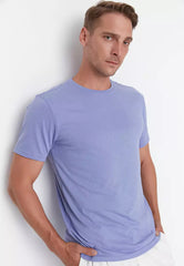 Lilac Men's Basic Regular/Regular Cut, Crew Neck Short Sleeved T-Shirt