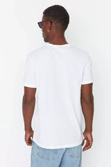 White Men's Basic Regular / Regular Cut, Crew Neck Short Sleeved T-Shirt