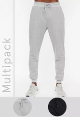 Navy Blue-Grey Men Regular/Regular Fit Elastic Legs Basic 2-Pack Sweatpants