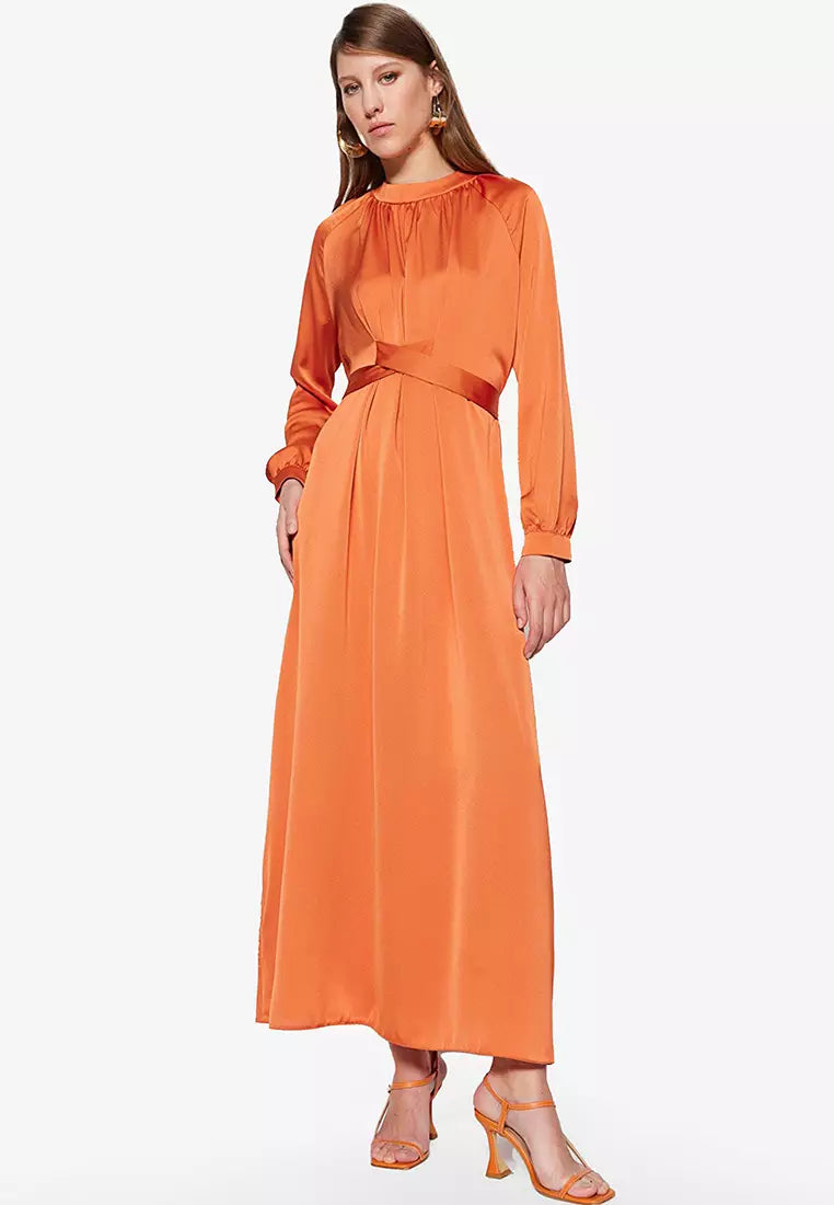 Modest Satin Maxi Dress