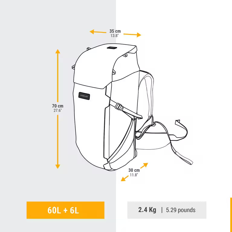 Women's Travel 900 60+6L suitcase-style travel backpack - Brown