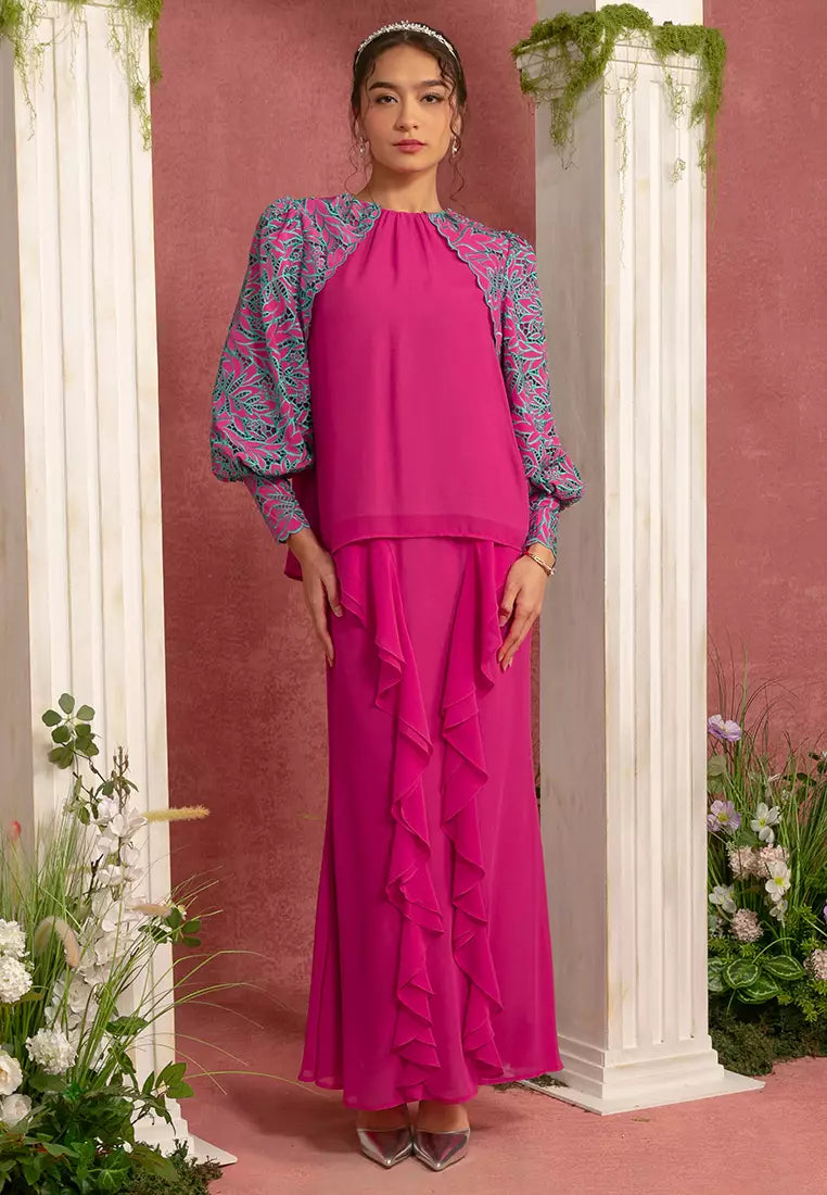 RECYCLED CHIFFON PUFF SLEEVES KURUNG